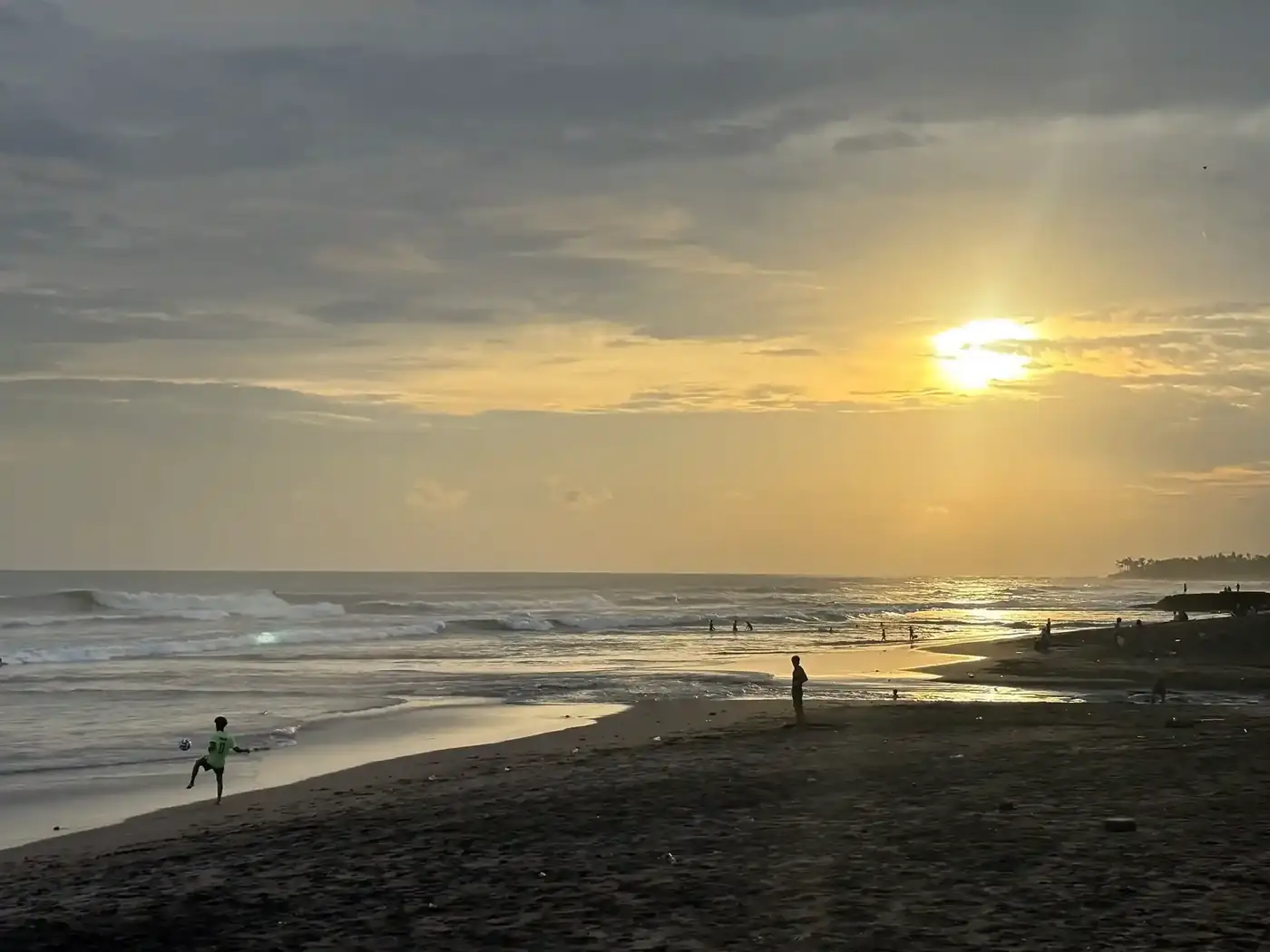 Sunset over the beach in Canggu, Bali