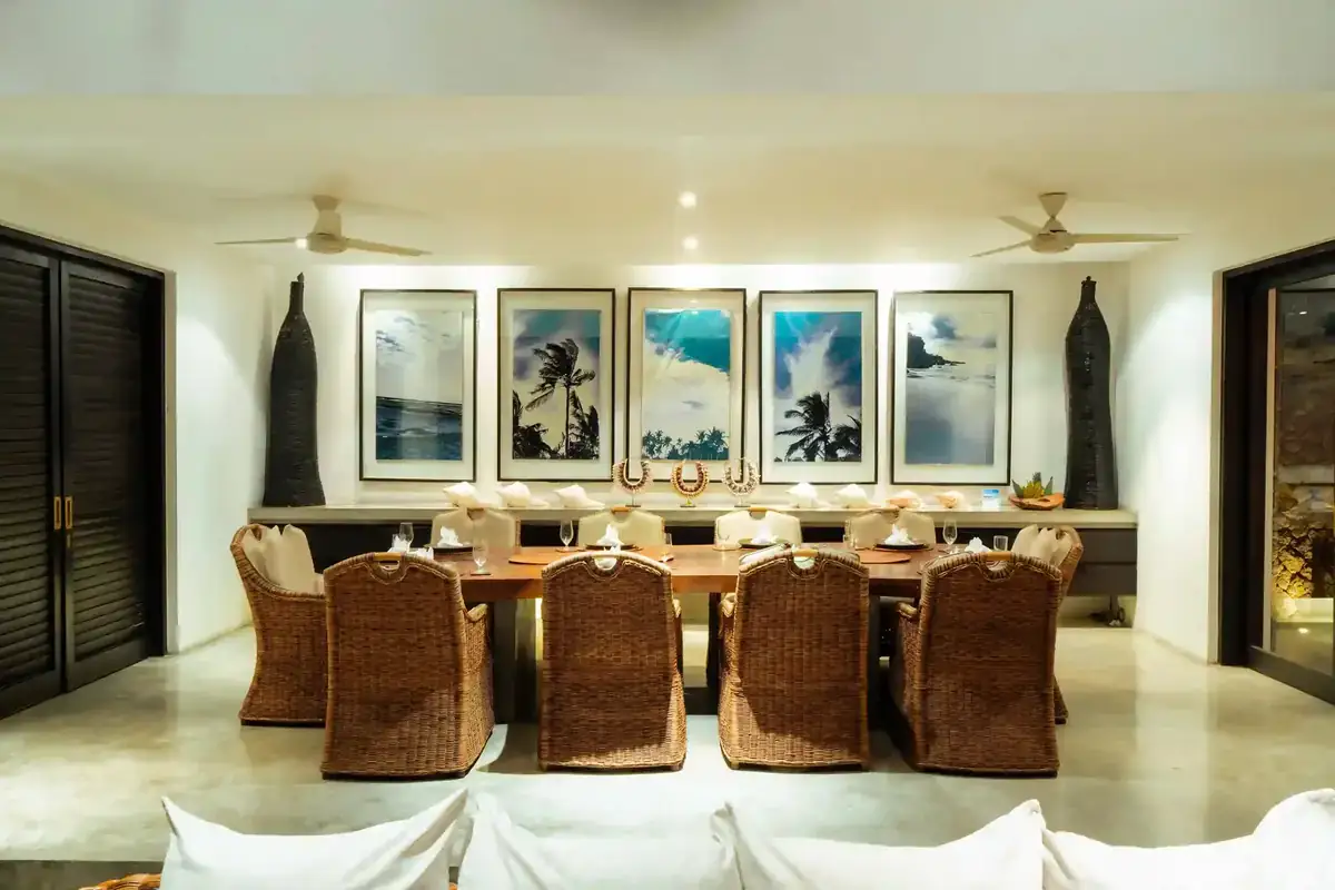 Long dining table in a private villa