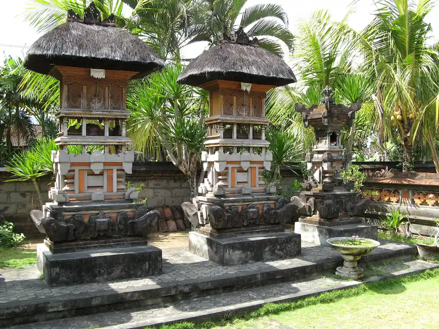 Family shrines in a traditional Balinese house compound