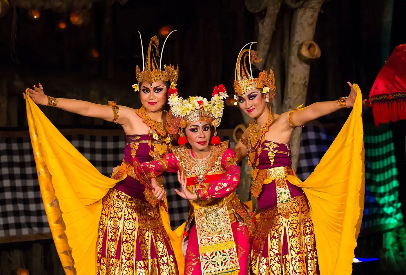 Legong dancers performing in Bali