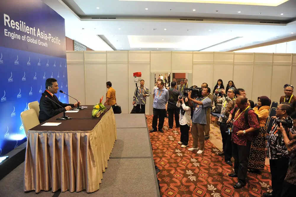 Conference press room at an international event in Bali