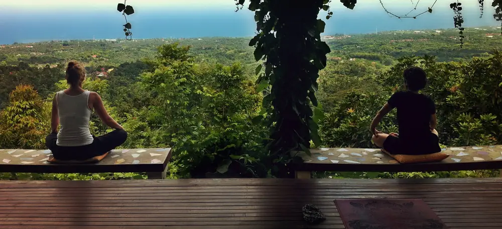 Yoga deck with a view over the Bali landscape
