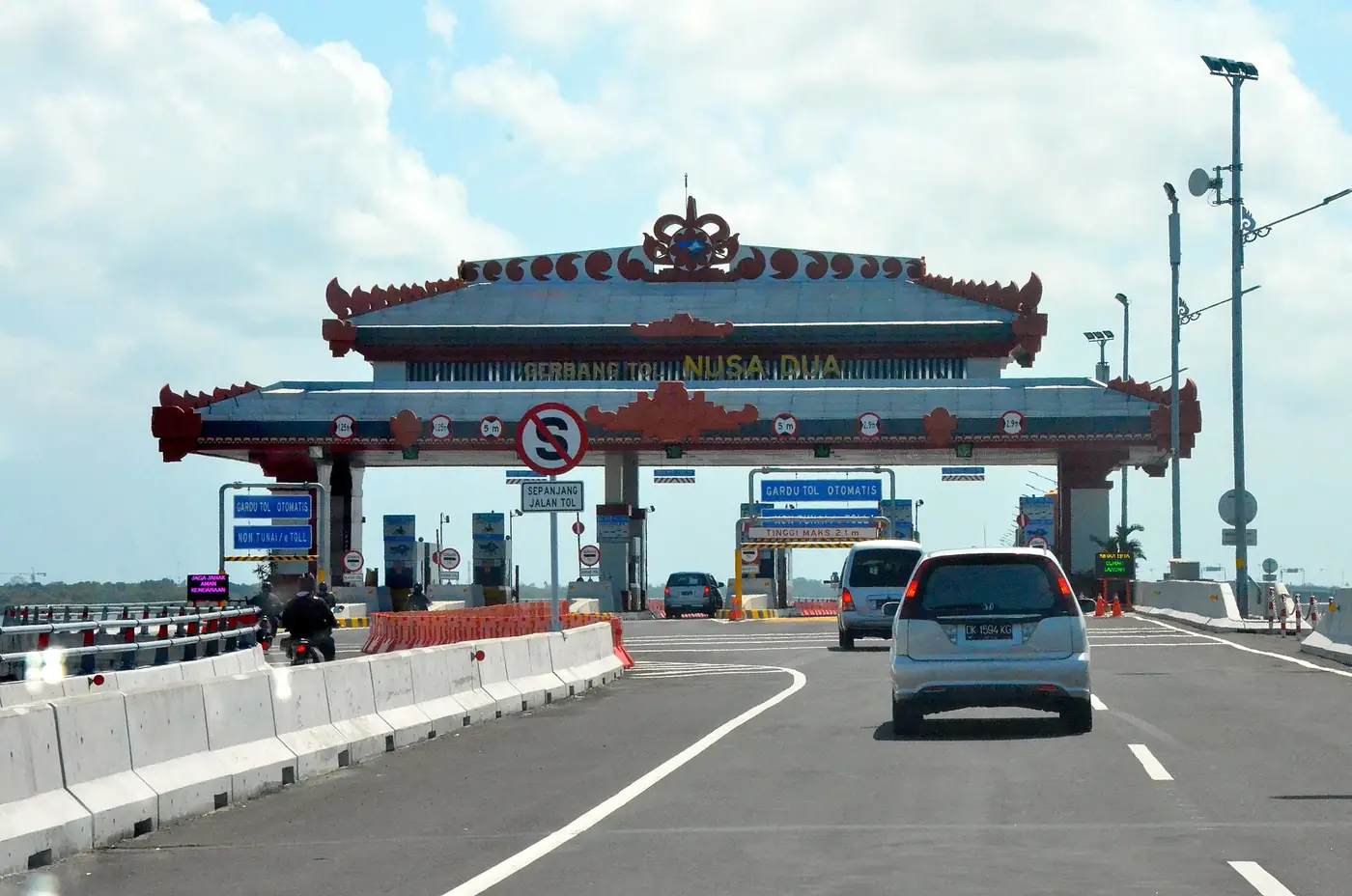 Balinese-style toll plaza on the Bali Mandara toll road