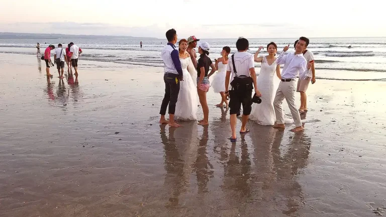 Wedding party on the beach at Segara, Bali