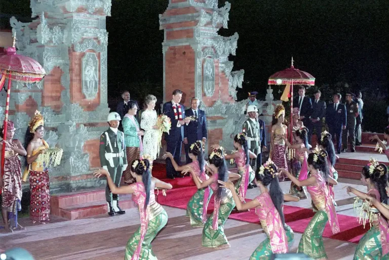 Balinese dancers welcoming arrivals at Bali airport