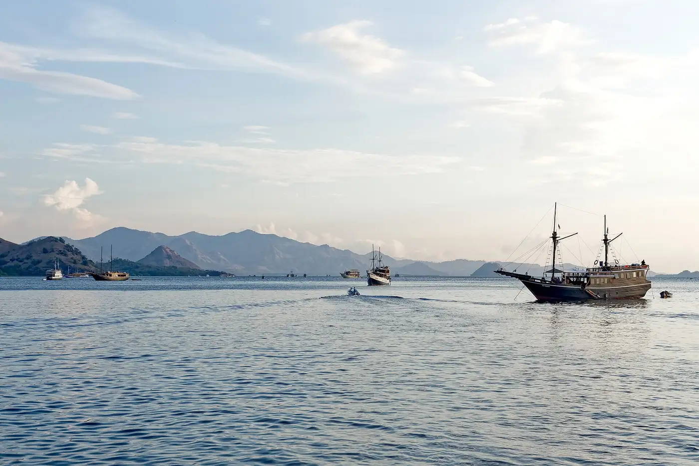 Phinisi sailing boat on the waters of Komodo National Park