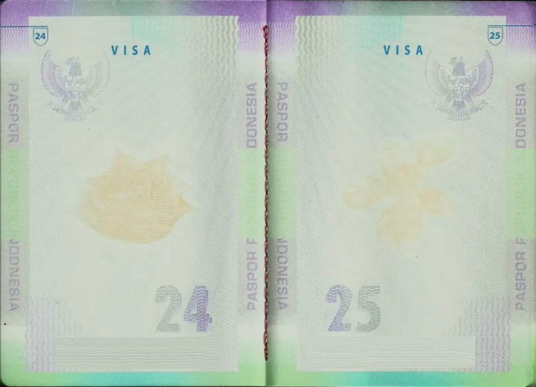 Visa pages of an Indonesian passport