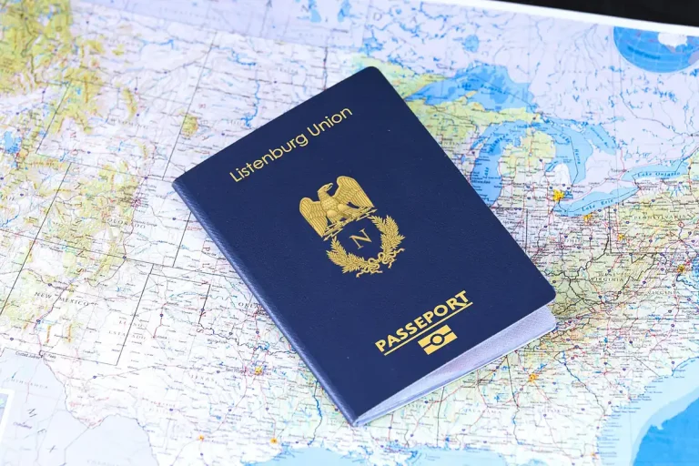 Passport resting on a travel map