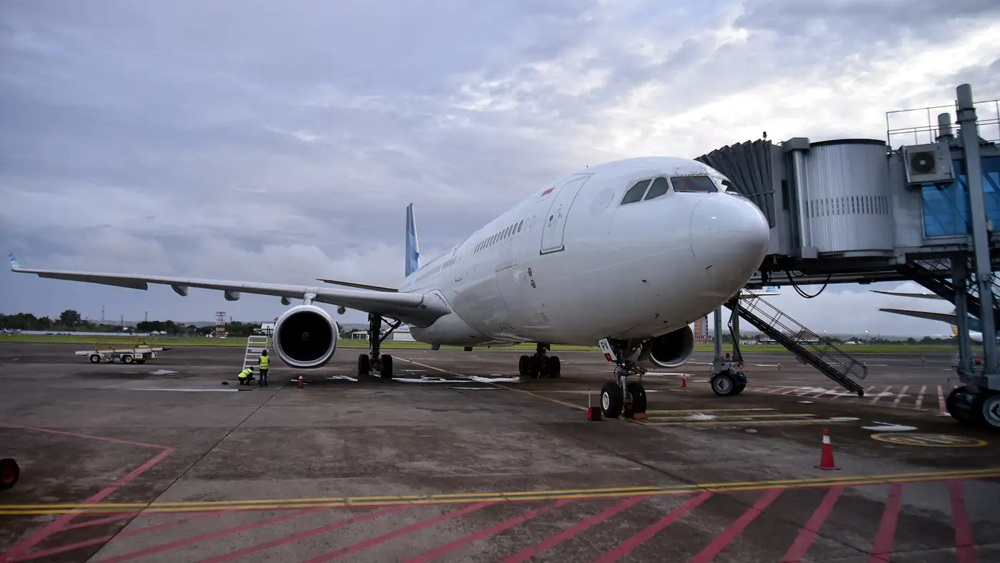 Aircraft at the jet bridge of Ngurah Rai International Airport